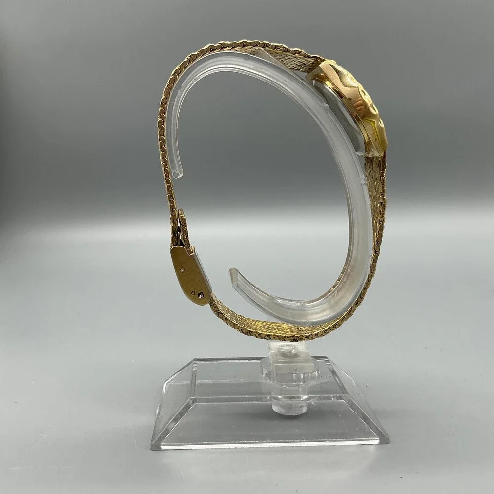 Vtg Gruen Precision Womens Watch 23mm Gold Tone Textured Bracelet New Battery